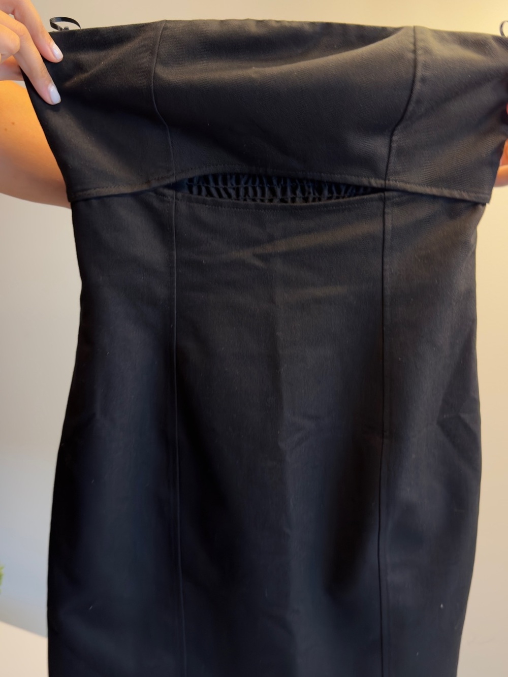 Zara Black Strapless Sheath Dress with Ruched Bust Detail